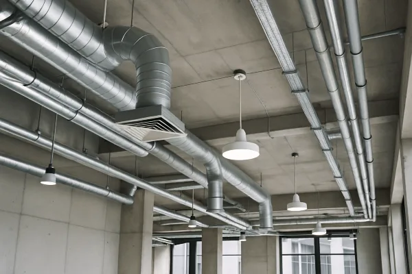 metal air ducts attached to the ceiling of a building from Air Conditioning Repair Dallas in Dallas, TX - Residential Air Conditioning Services