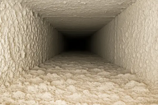 an AC duct very dirty on the inside from Air Conditioning Repair Dallas in Richardson, TX - Richardson TX